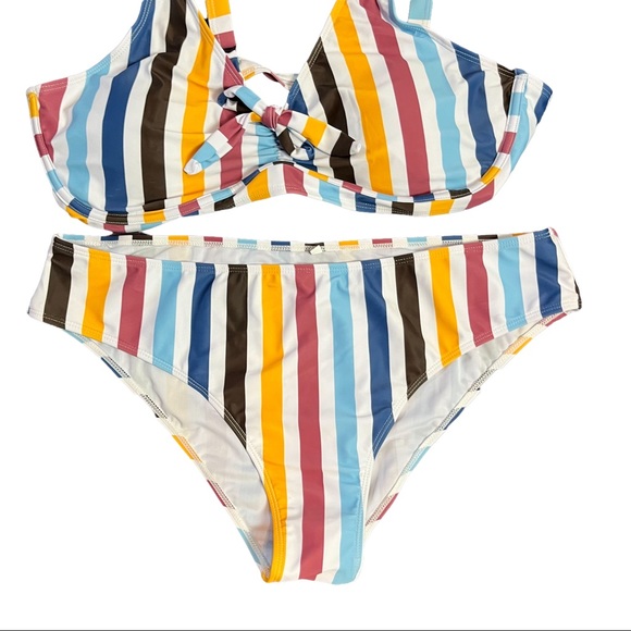 Striped 2 Piece Bikini Swimsuit Bathing suit size XXL - Picture 2 of 9
